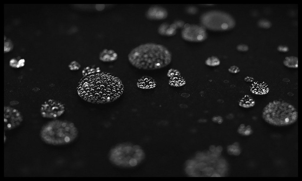 water droplets hot pan