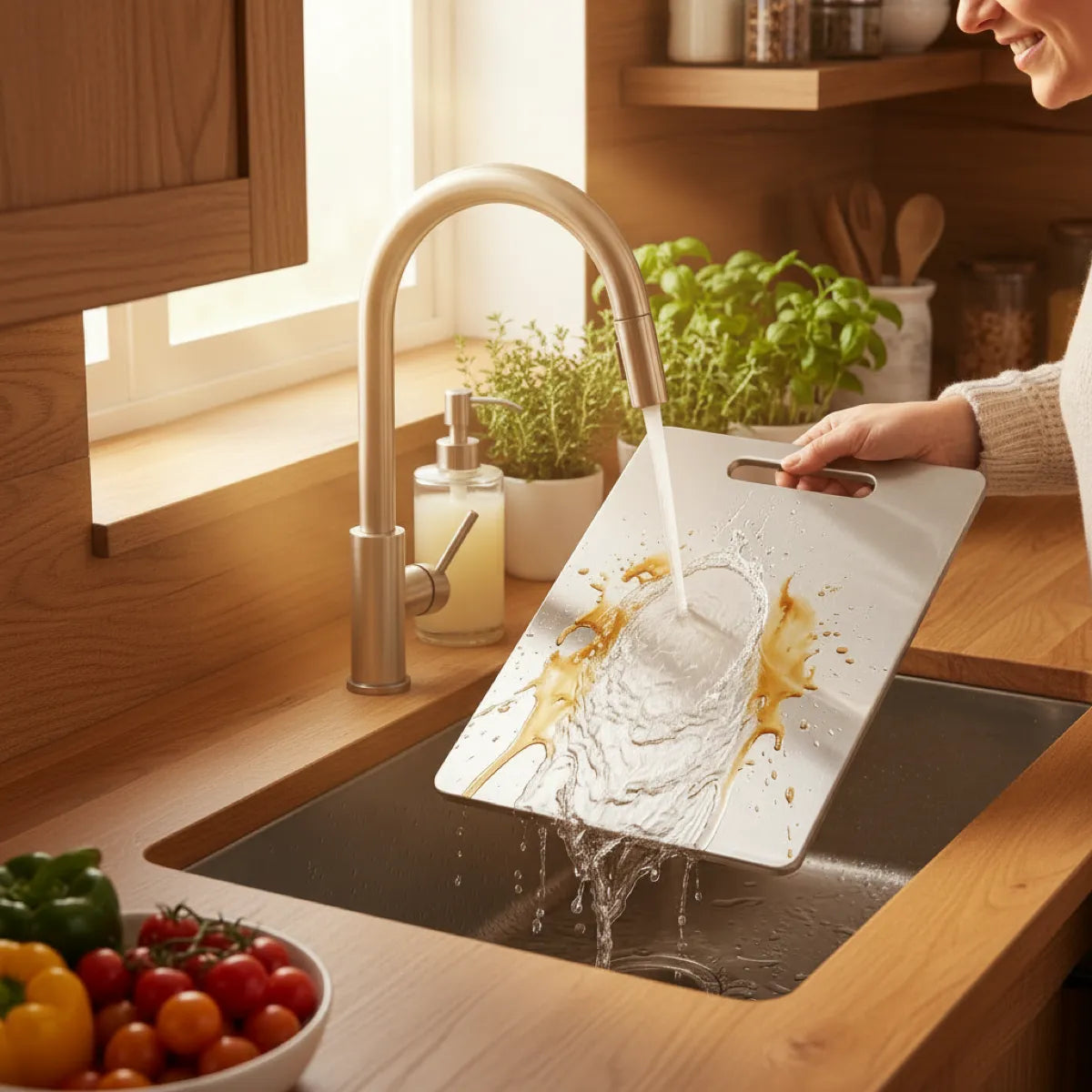 [thehouseland] best stainless steel cutting board - Both sizes of the stainless steel cutting board side by side, 12 by 8 inch and 15.4 by 11 inch