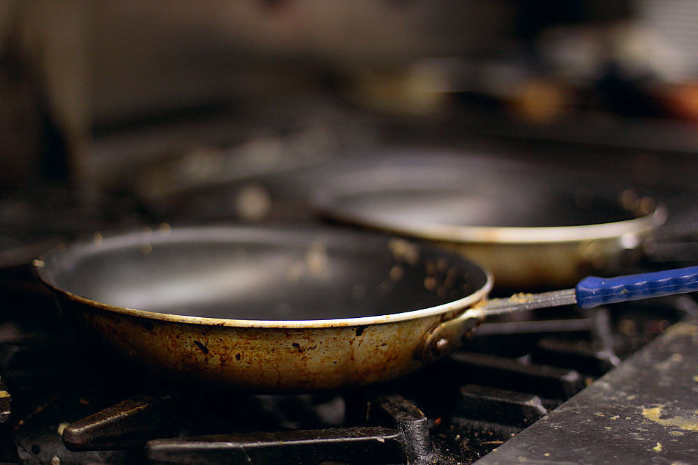 empty frying pan close up