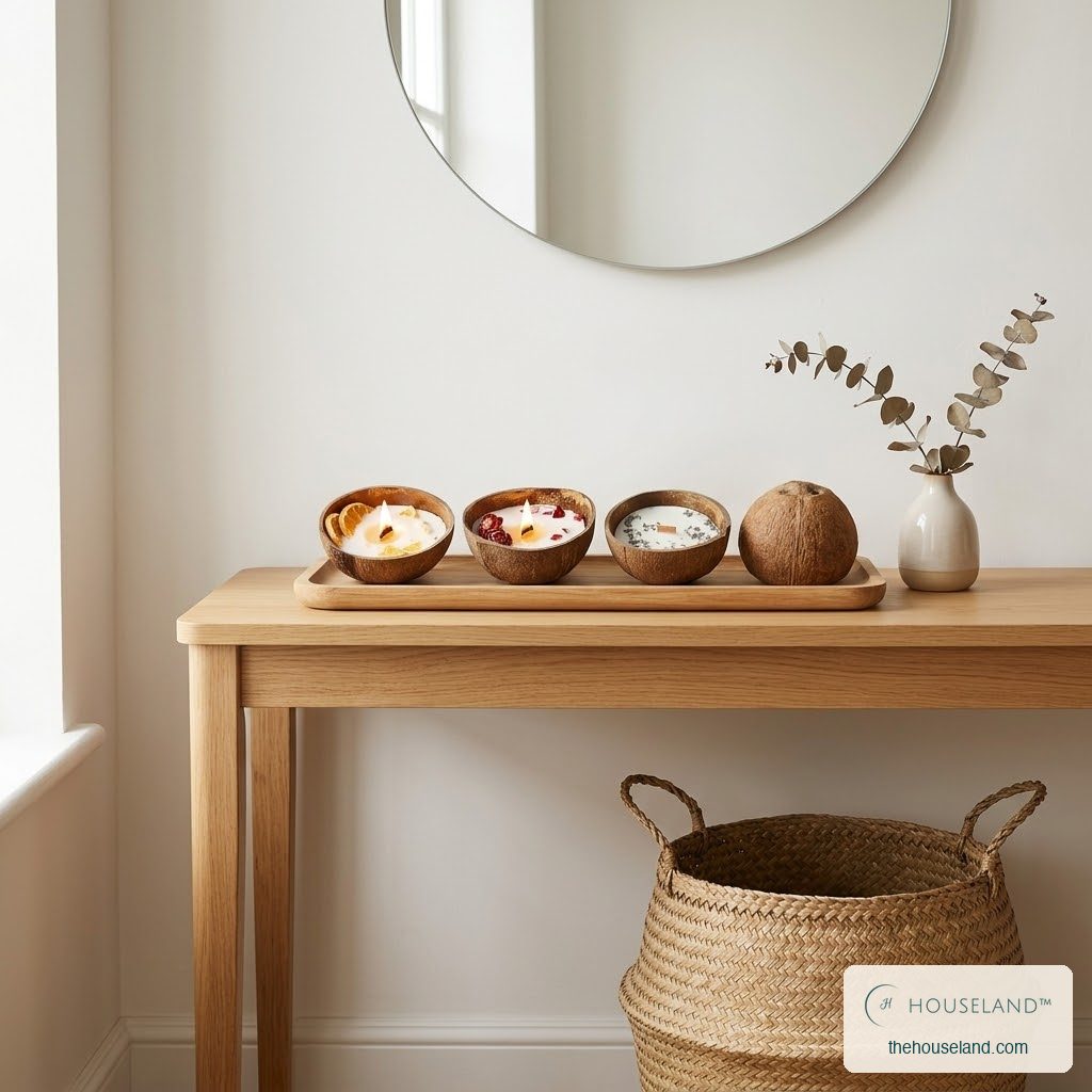 how many candles to scent a room, styled in a entryway