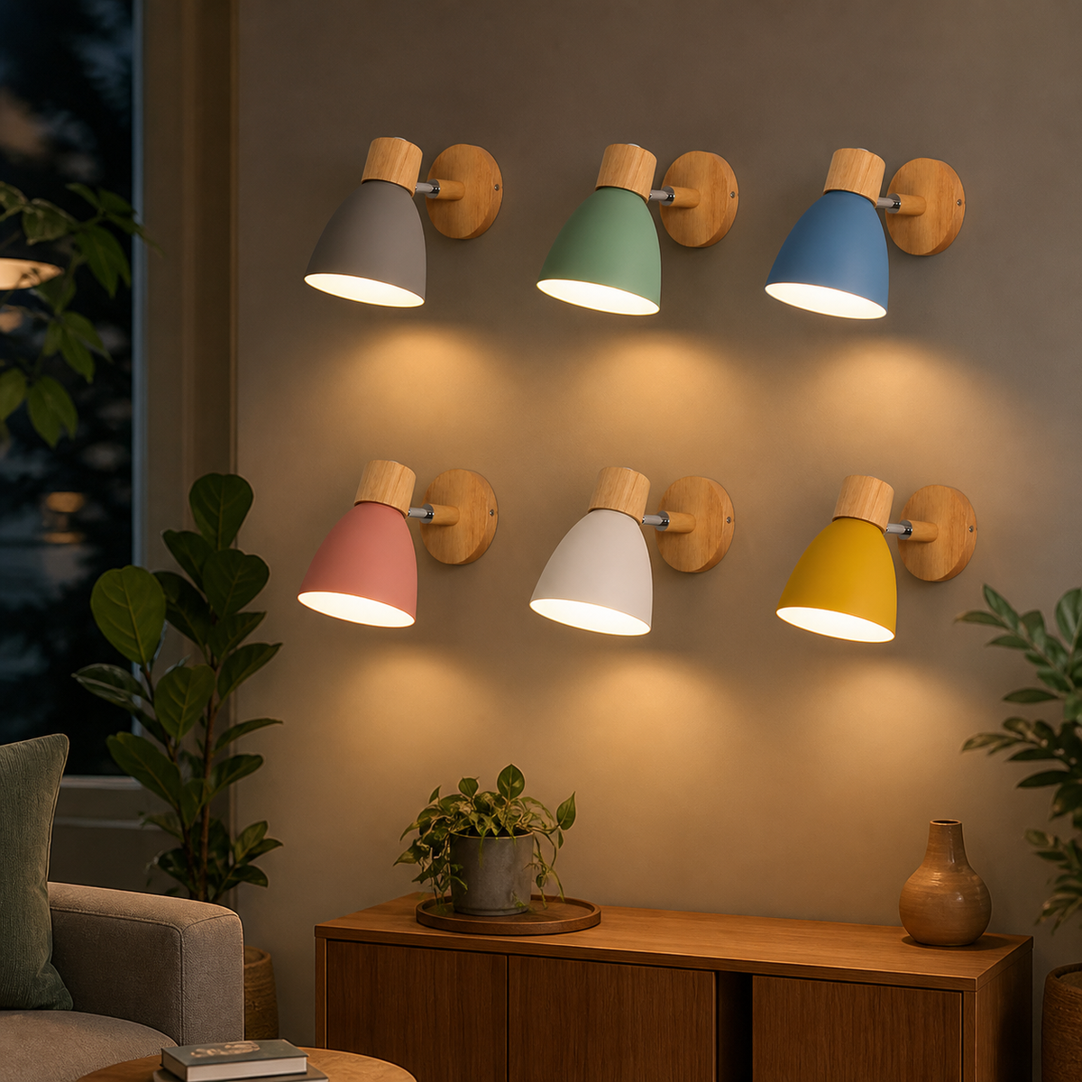 [thehouseland] best bedside wall sconce - Six macaron wall sconce colors displayed on a real interior wall