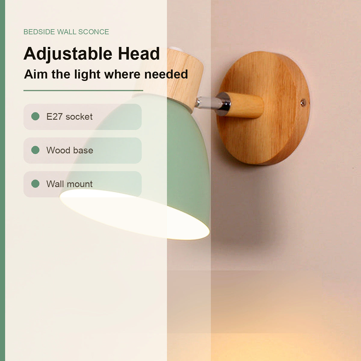 [thehouseland] best bedside wall sconce - Bedside Wall Sconce adjustable head infographic