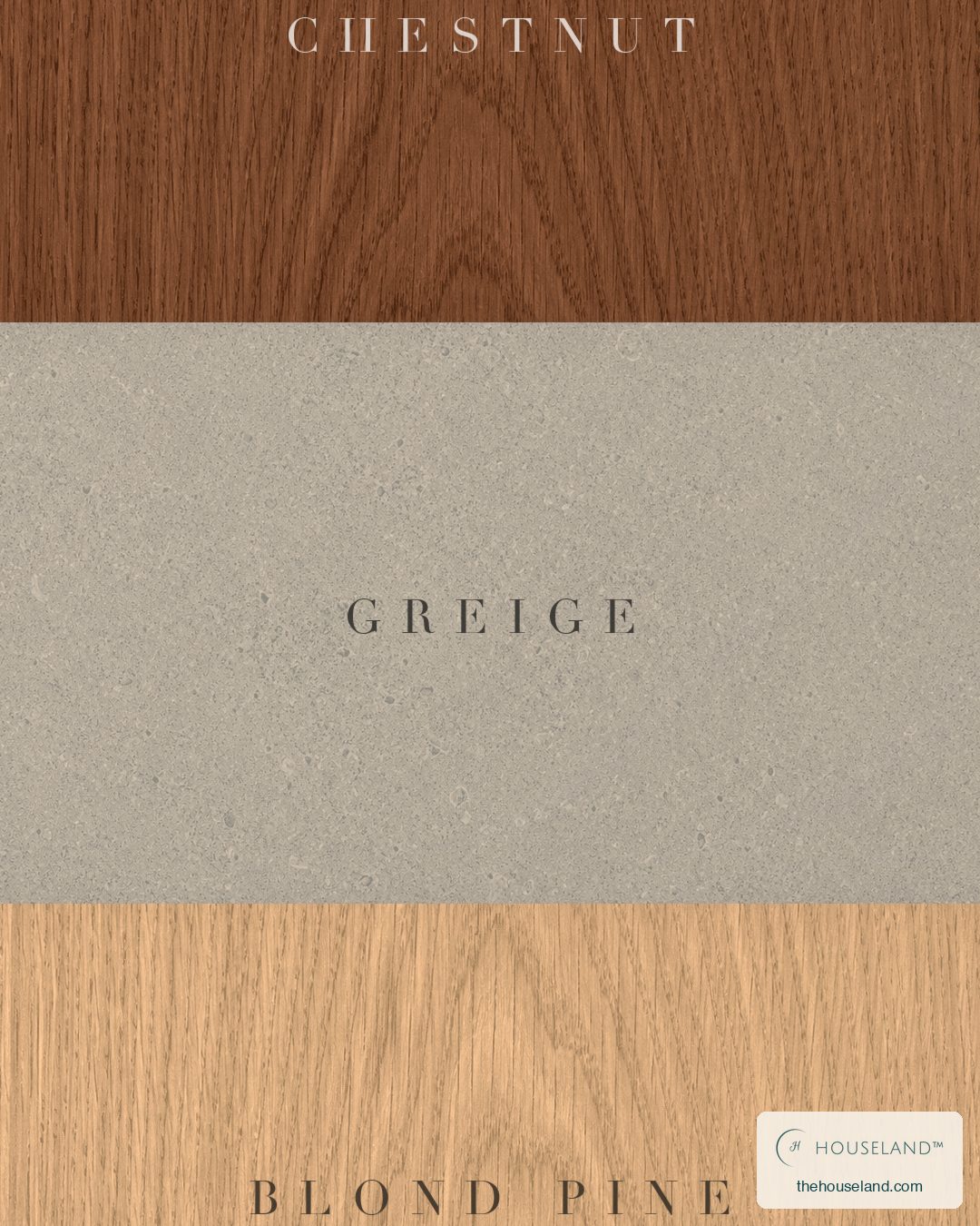 Colour palette sampled from the 6-Piece Staggered Pine Wall Shelves: Chestnut, Greige and Blond Pine