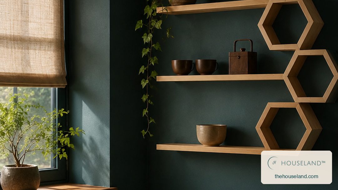 [thehouseland] best honeycomb shelves - a six-piece solid pine shelf set — three joined hexagons stacked as a honeycomb with three straight ledges