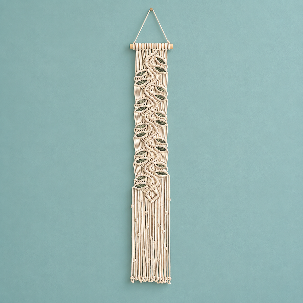 1PCS Bohemian Cotton Rope Wall Hanging Handwoven Macramé Tapestry Home Decor Wall Art Cotton Handmade Boho Leaf Weaving Living generated media