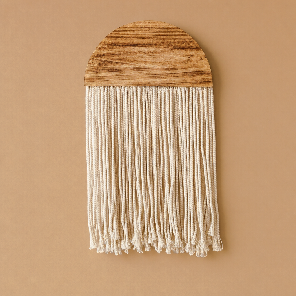 Arched Wood and Fringe Wall Hanging, 30 to 75 cm - Short, 45-50 cm