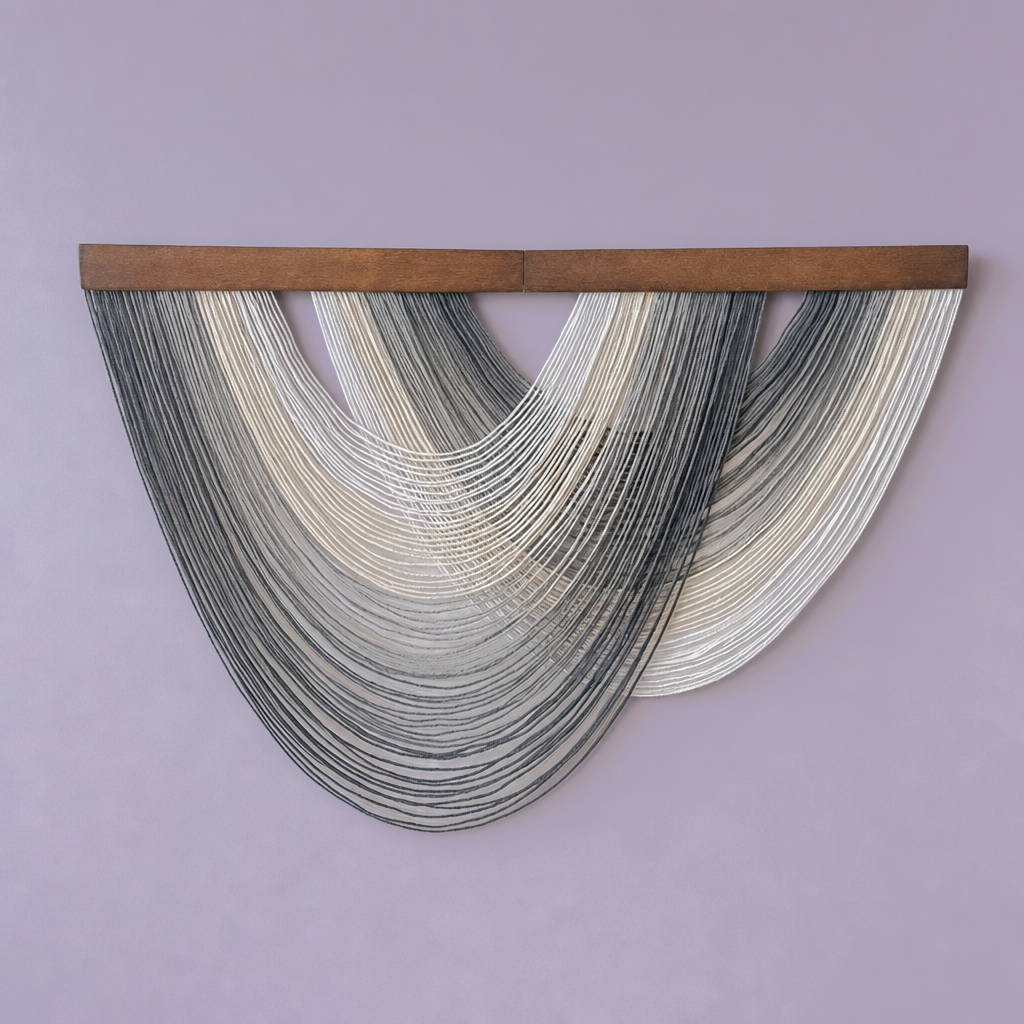 Gradient Wall Hanging, 100 x 70 cm Curved Board - Gray, charcoal at the hem
