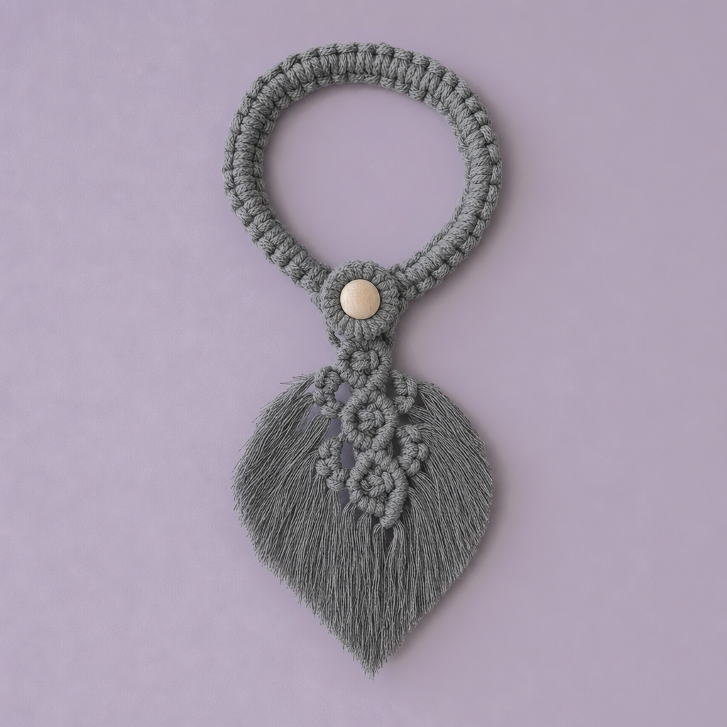 Macrame Leaf Curtain Tieback, 40 x 13 cm, 4 Colors - Gray