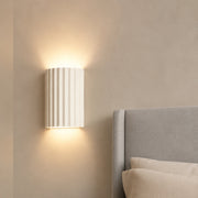 Fluted Resin Hallway Sconce, Up Down Wall Light in 4 Colors, Two G9 Bulbs in a guest bedroom