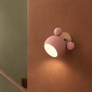 Bear Nursery Wall Sconce, Adjustable Iron Wall Lamp with Wood Base, 8 Colors in a stair wall