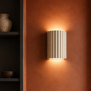 Fluted Resin Hallway Sconce, Up Down Wall Light in 4 Colors, Two G9 Bulbs in a study alcove