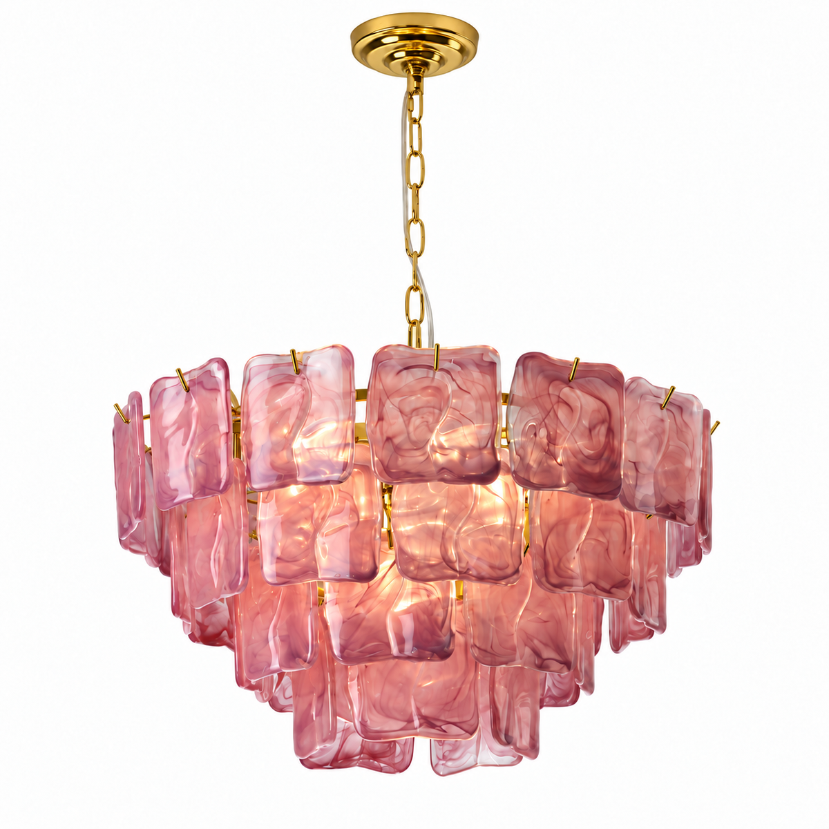 Aureate Cascade Murano Style Handmade Textured Glass Chandelier