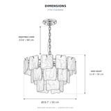 Aureate Cascade Murano Style Handmade Textured Glass Chandelier dimensions