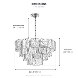 Aureate Cascade Murano Style Handmade Textured Glass Chandelier dimensions