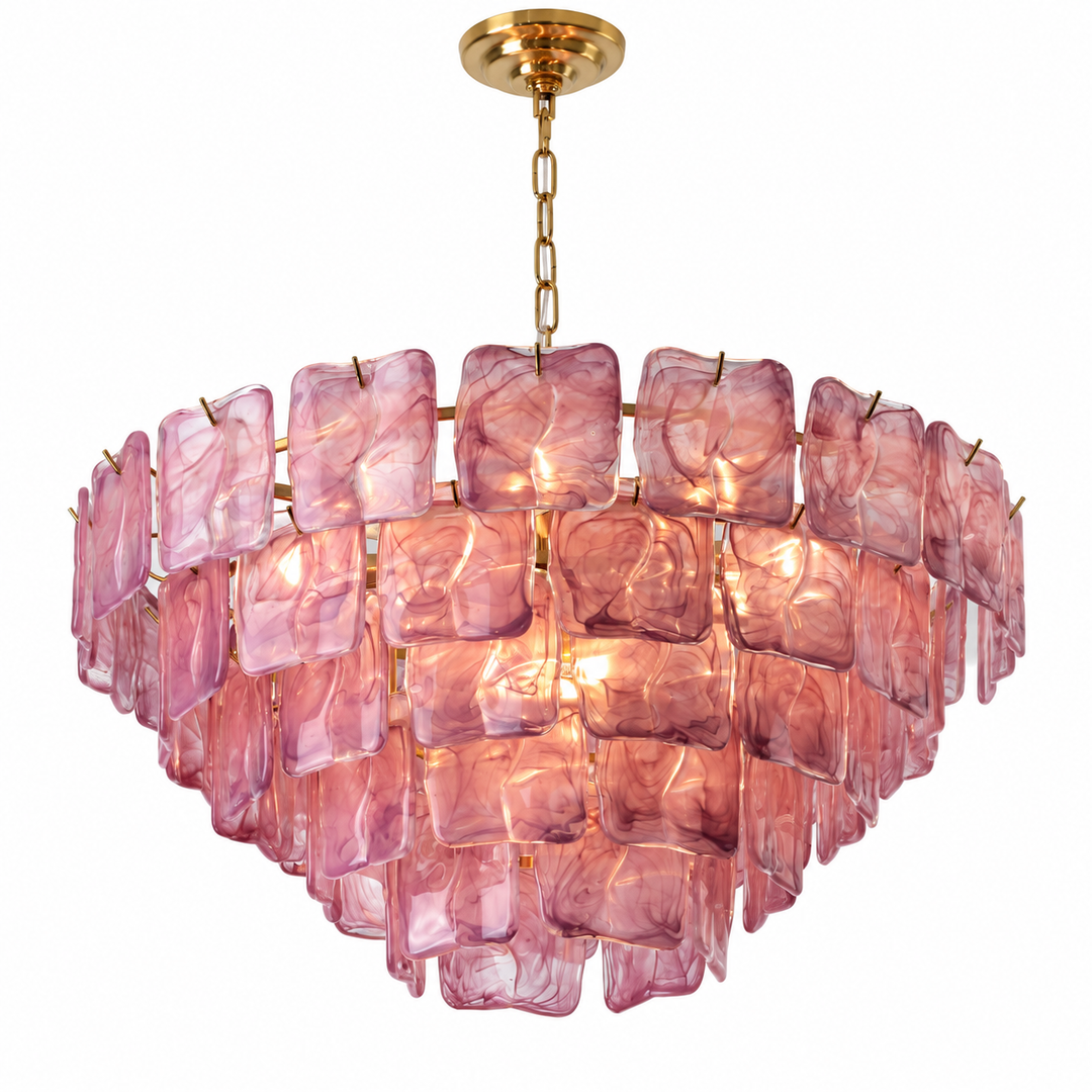 Aureate Cascade Murano Style Handmade Textured Glass Chandelier