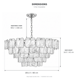 Aureate Cascade Murano Style Handmade Textured Glass Chandelier dimensions