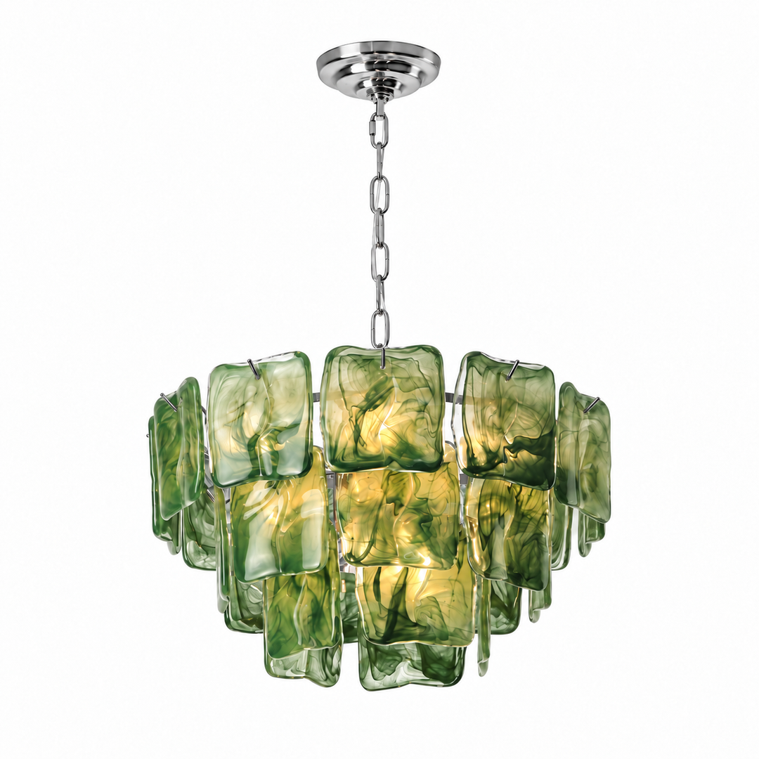 Aureate Cascade Murano Style Handmade Textured Glass Chandelier
