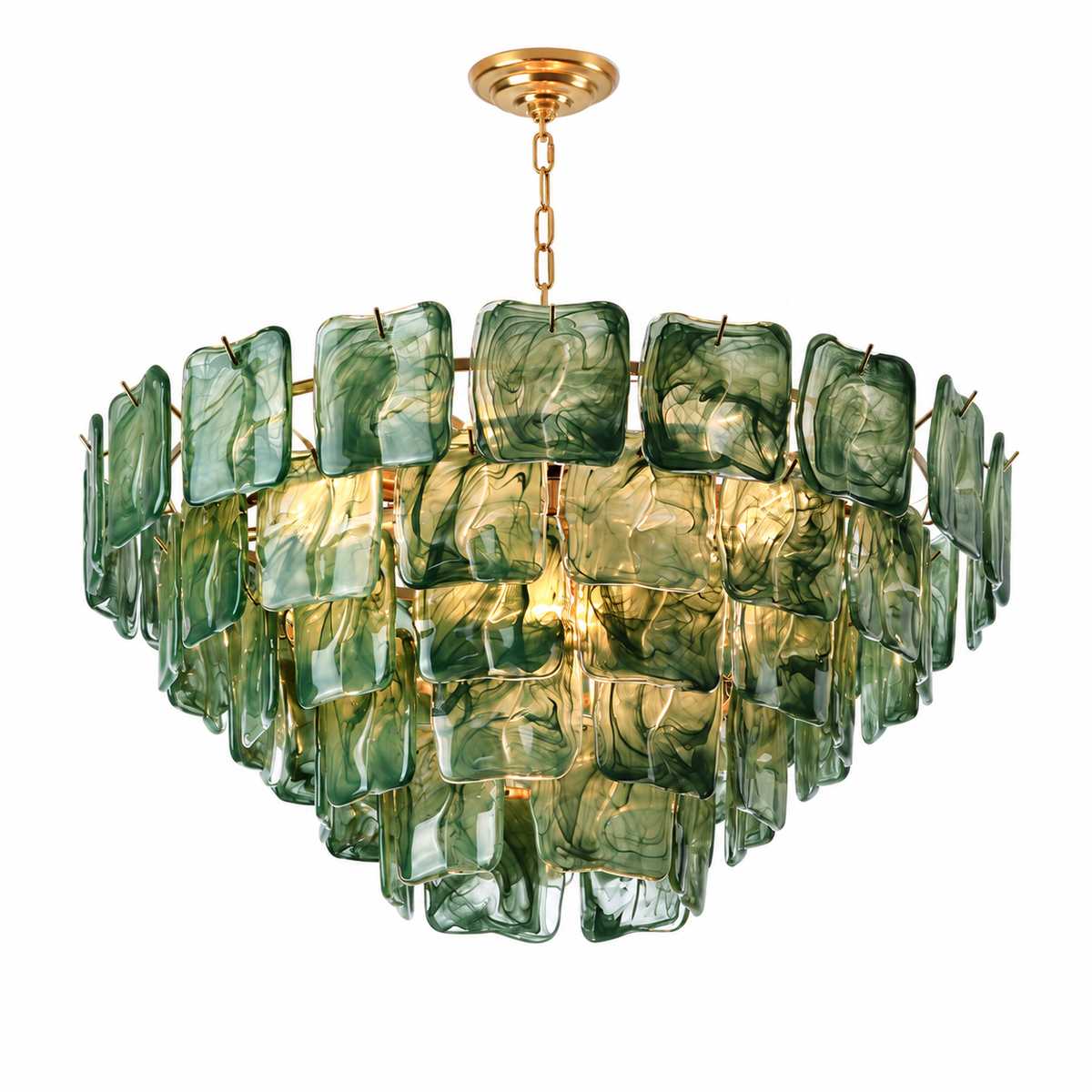 Aureate Cascade Murano Style Handmade Textured Glass Chandelier