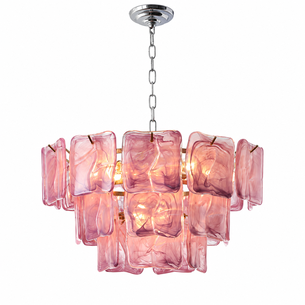 Aureate Cascade Murano Style Handmade Textured Glass Chandelier