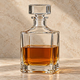 Smooth Square glass wine decanter with a broad stopper and clear, substantial glass body.