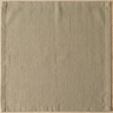 A square linen napkin in a muted sage green color, featuring a subtle woven texture and neatly finished stitched borders.