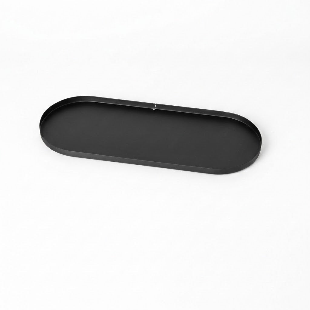 Glass shelf with metal brackets on a white background