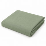One folded sage green polyester tablecloth shown alone on a white studio background.