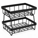 Black Two-Tier Produce Basket shown assembled alone against a clean white background.