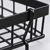 Black Two-Tier Produce Basket close-up shows its coated metal rim and wire construction.