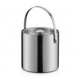 A stainless steel cylindrical bucket with a matching metal handle and lid, shown on a clean white background.