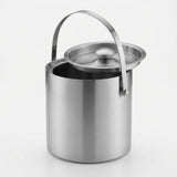 A stainless steel cylindrical bucket with a matching lid and a curved carrying handle, shown on a clean white background.