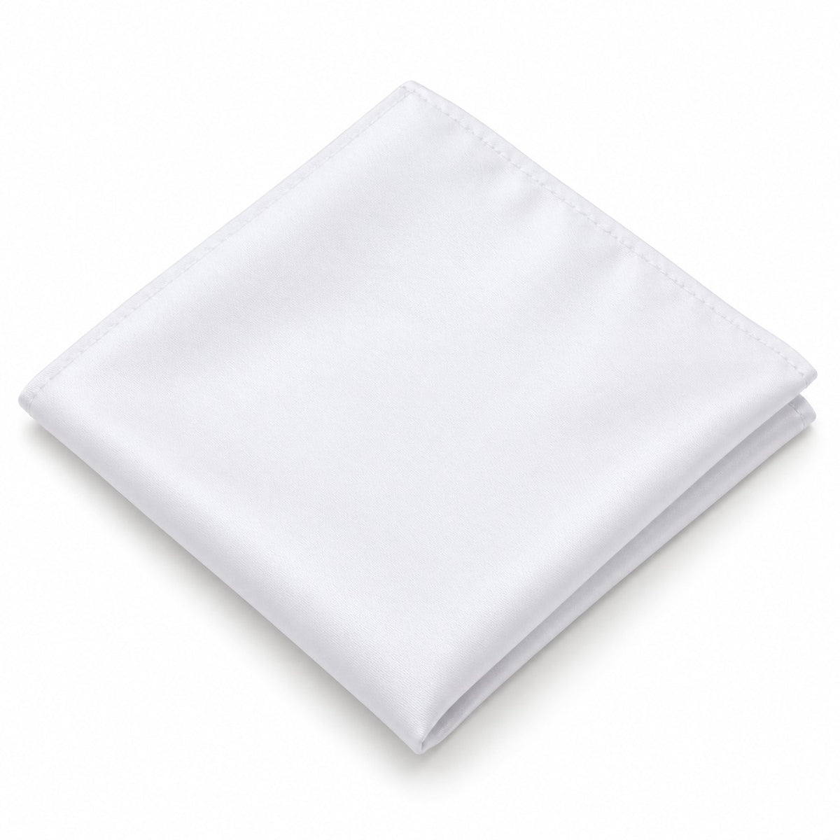One plain white polyester pocket square is folded on a clean white studio background.