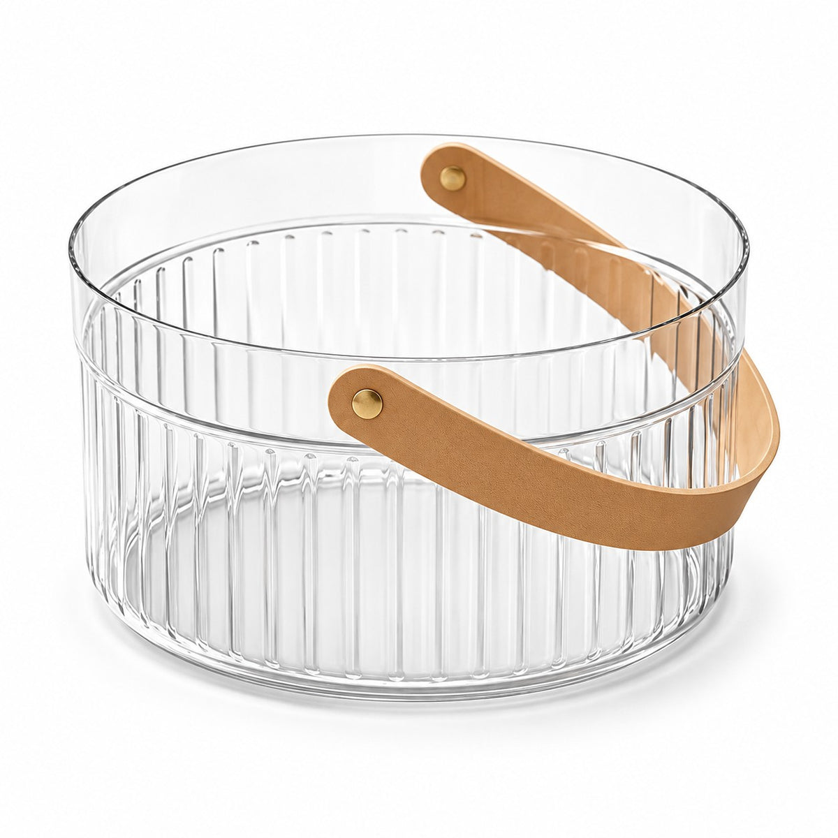 Clear Ice Bucket with Handle shown alone on a white studio background.