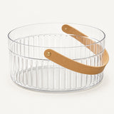 Large Clear Ice Bucket with Handle shown centered on a warm ivory background.