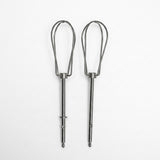 Two stainless steel wire whip hooks for mixing, shown side by side on a plain white background.