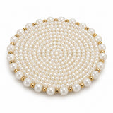 One White Pearl Beaded Coaster sits alone on a clean white studio background.
