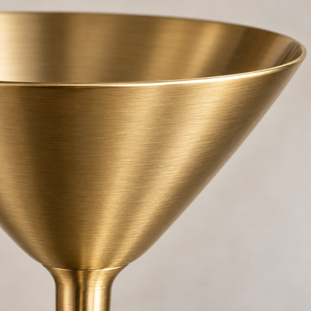 Close view of the brushed gold stainless steel bowl and smooth rim of the Martini Cup.