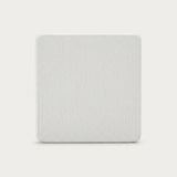 A square, light gray textured tile or coaster with rounded corners, centered on a clean white background.