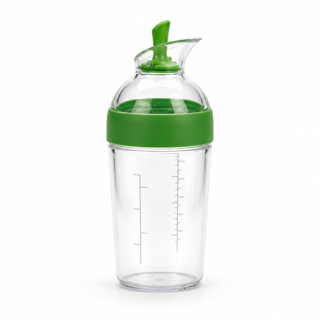One complete green 240 ml Salad Dressing Shaker stands alone against a pure white background.