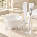 White face mask mixing bowl set displayed neatly on a cream counter with its dedicated tools.