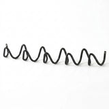 A black metal spiral wire rack or shelf hook shown against a plain white background.