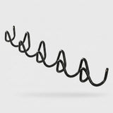 A black metal spiral wire wall hook or rack shown against a light gray background.