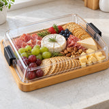 The Charcuterie Board has a clear lid that shows the spread while keeping it covered.