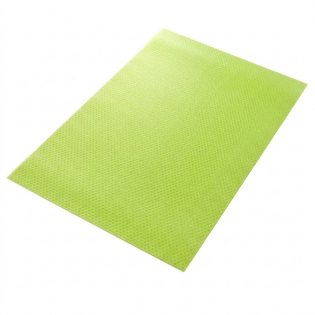 A lime green textured rectangular mat shown at an angle on a plain white background.