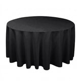Black round tablecloth on a white background