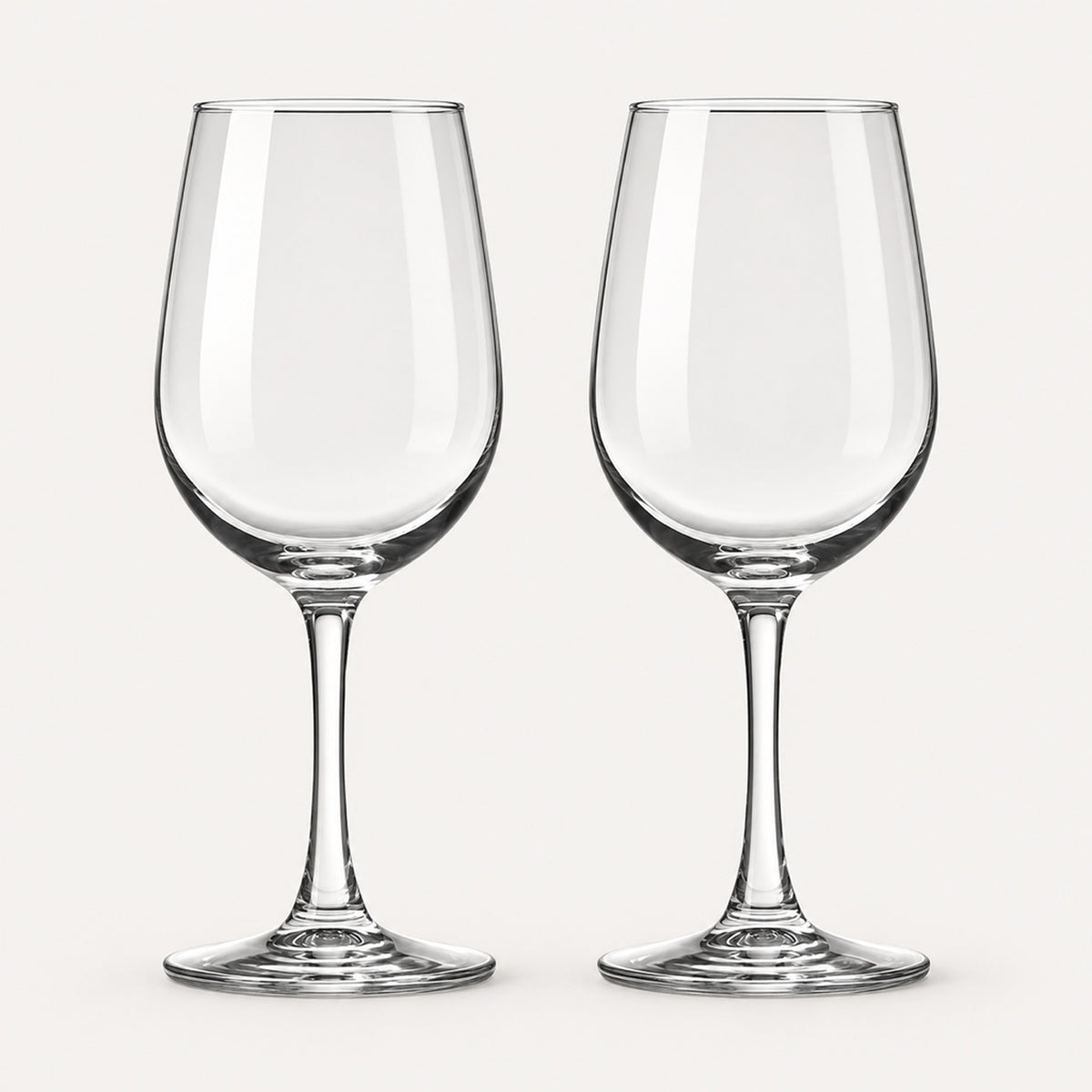 Set of 2 clear red wine glasses, 10.8 fl oz (320 ml) each, on a light warm grey backdrop