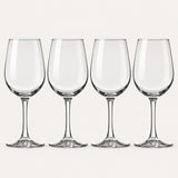 Set of 4 clear red wine glasses, 10.8 fl oz (320 ml) each, on a light warm grey backdrop