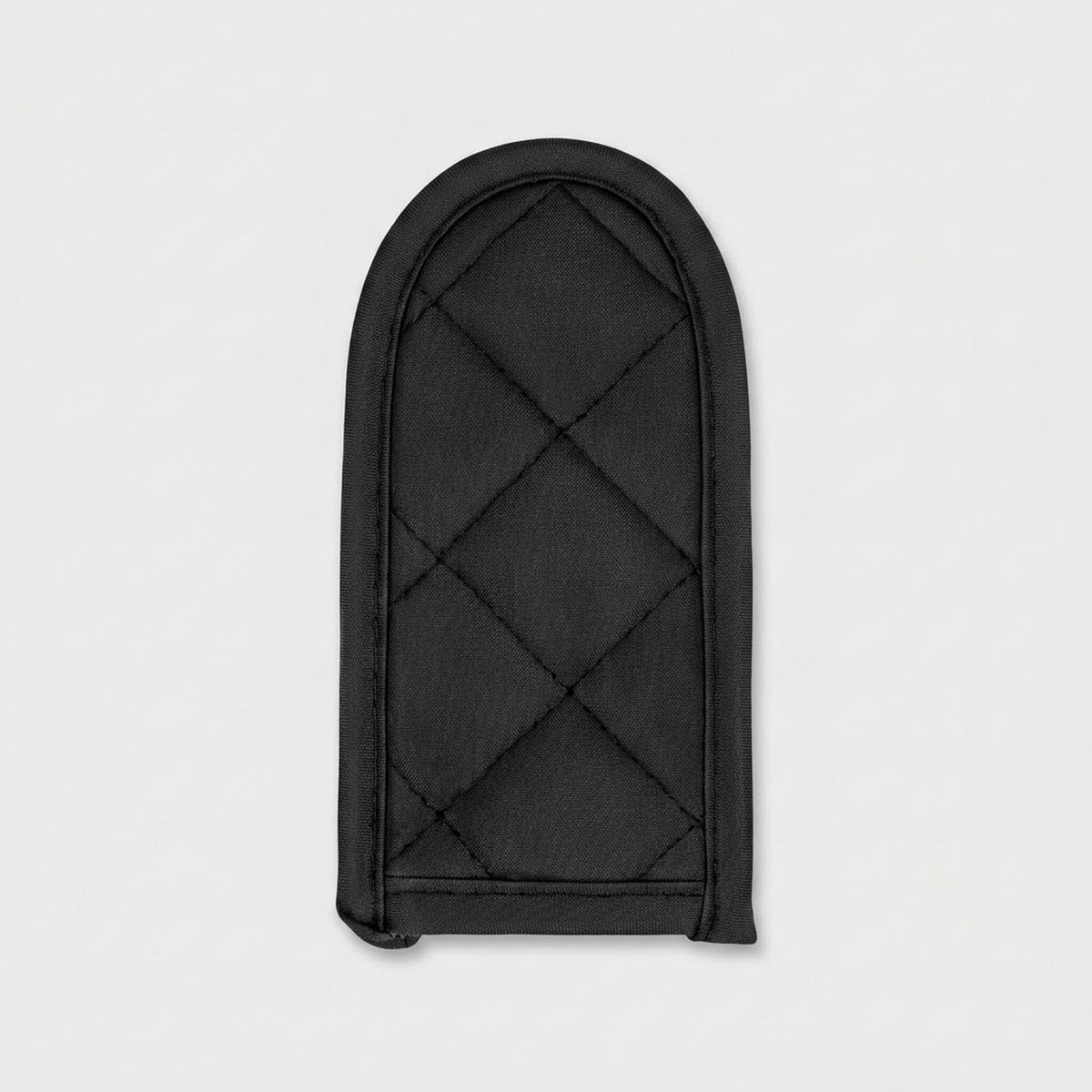 Black quilted vest with brand logos on a white background