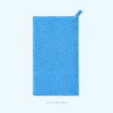 A royal blue rectangular towel with a small matching loop at the top corner, shown flat against a light blue background with size text in the lower right.