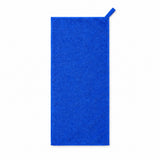A bright royal blue rectangular towel or cloth with a small matching blue loop at the top right, shown flat against a plain white background.